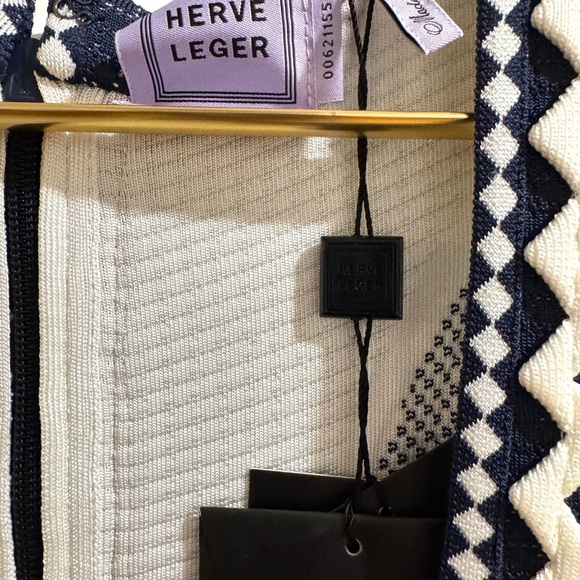 Herve Leger Navy and Cream Mini Dress - NWT - Picture 7 of 7